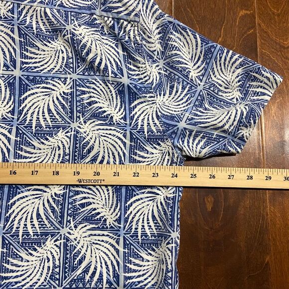 Nat Nast Casual Hawaiian Silk Cotton Blend Blue White Button Front Shirt Mens XL - Picture 7 of 8